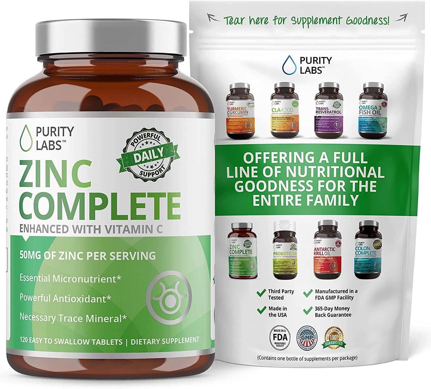 Pure Zinc Gluconate Supplement 50MG with Vitamin C